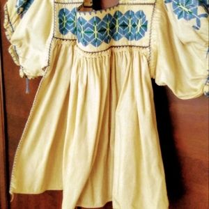 Vintage Mexican Blouse With Hand Embroidery